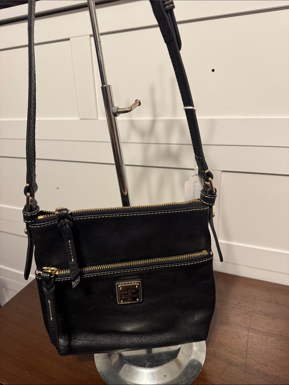 Dooney & Bourke Black Pebble Leather Crossbody with Gold Hardware